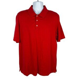 George Mens Red Polo Shirt Size L 100% Cotton Short Sleeve